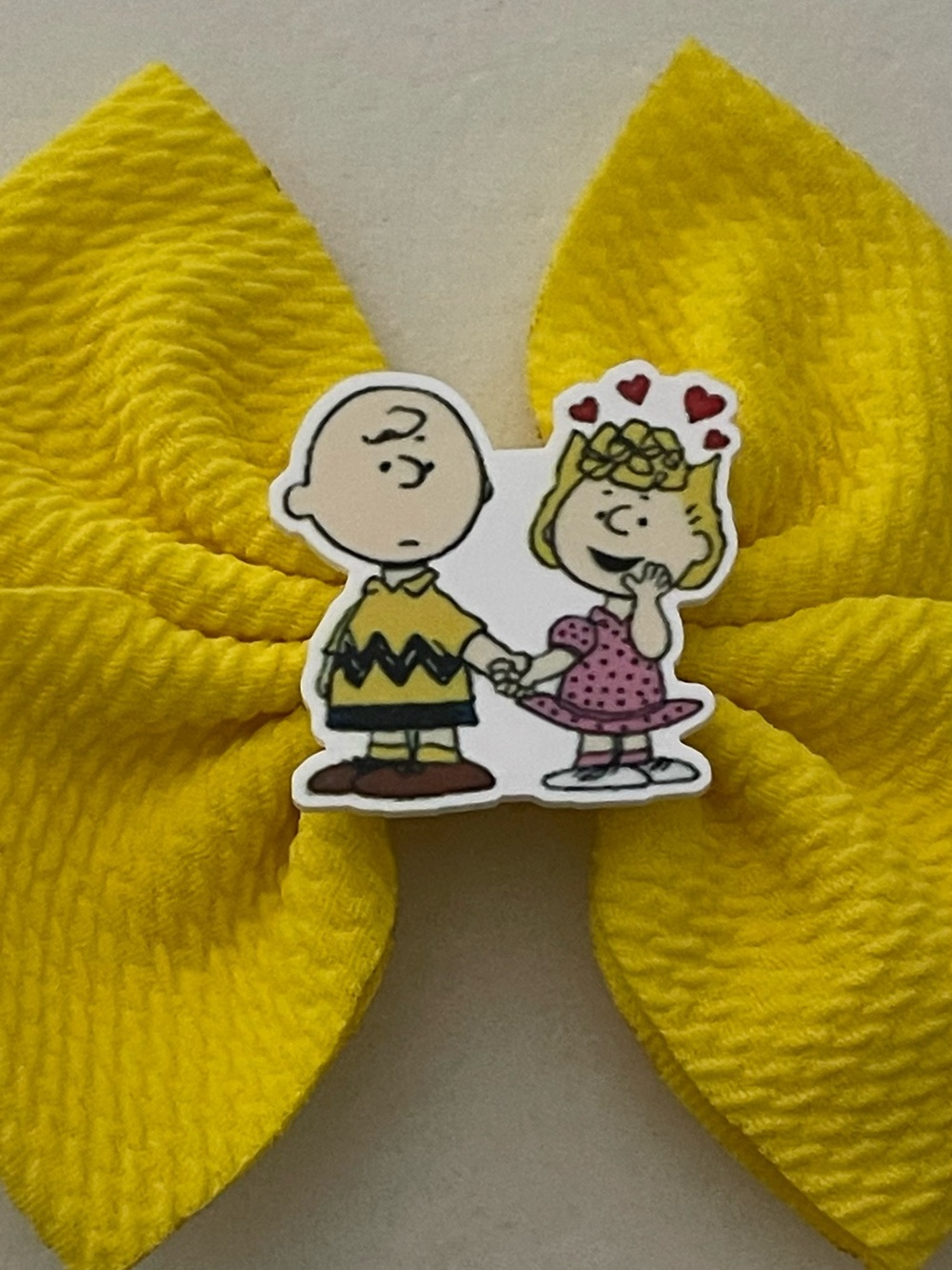 Yellow Hair Bow with Charlie Brown & Sally